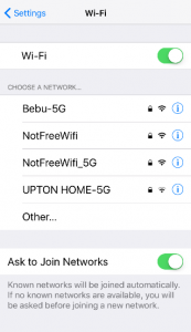 List of available wireless networks