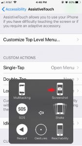 Take a screenshot with Assistive Touch shortcut