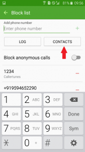 Block a caller in Contact List