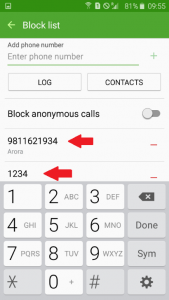 Block a number to add list