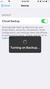  iCloud backup Turning On