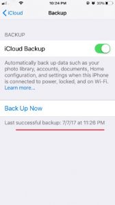  iCloud backup successful on