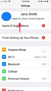 Click to access your iCloud settings.