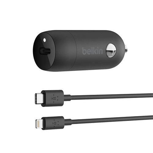 20W Belkin USB-C PD Car Charger And USB-C to Lightning Cable