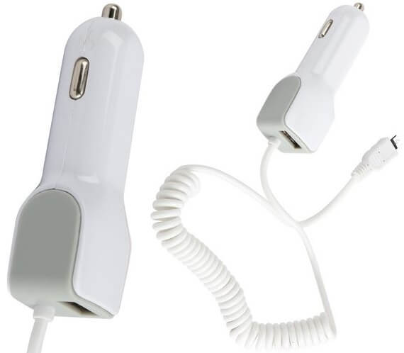 2.1 Amp Micro USB Car Charger White