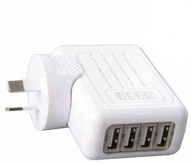 4 Port USB Charger White