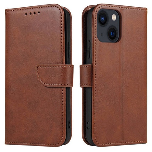 iPhone 14 PU Leather Wallet Case Brown