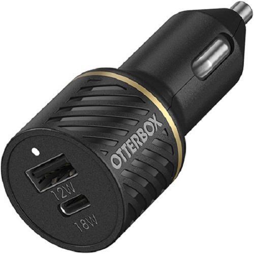 OtterBox USB-C And USB-A Fast Charge Dual Port Car Charger 30W Black Shimmer