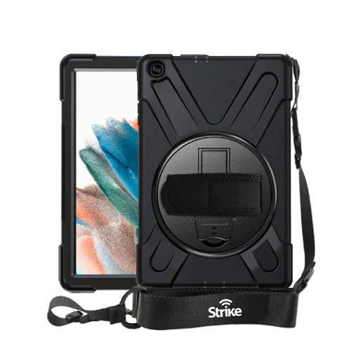 Strike Rugged Galaxy Tab A8 Case with Hand Strap and Lanyard