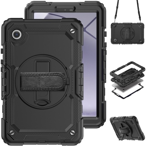 Black Galaxy Tab A9 Tough Case With Handstrap