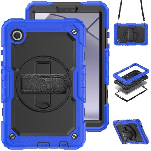 Blue Galaxy Tab A9 Tough Case With Handstrap