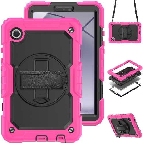 Rose Red Galaxy Tab A9 Tough Case With Handstrap