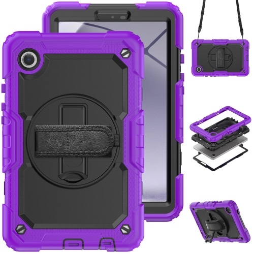 Purple Galaxy Tab A9 Tough Case With Handstrap