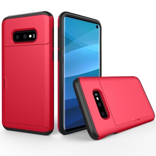 Hard Shell Case With Card Holder For Samsung Galaxy S10e Red