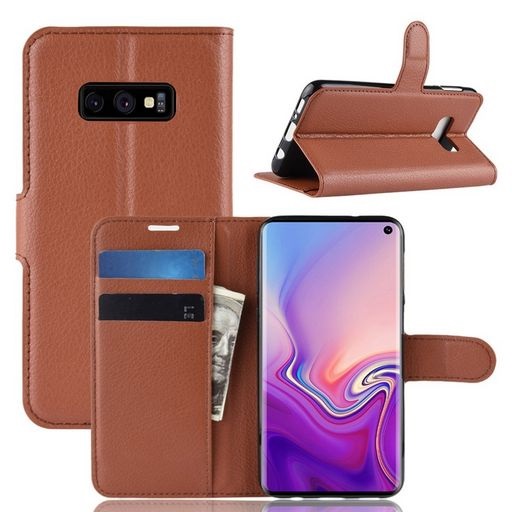 PU Leather Case For Galaxy S10e Brown
