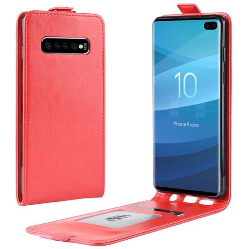 Vertical Flip PU Leather Case For Galaxy S10 Plus Red