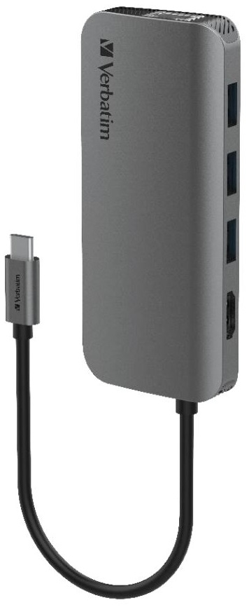 Verbatim USB-C Hub With HDMI, RJ45, SD, microSD, 3x USB A, USB-C PD 100W